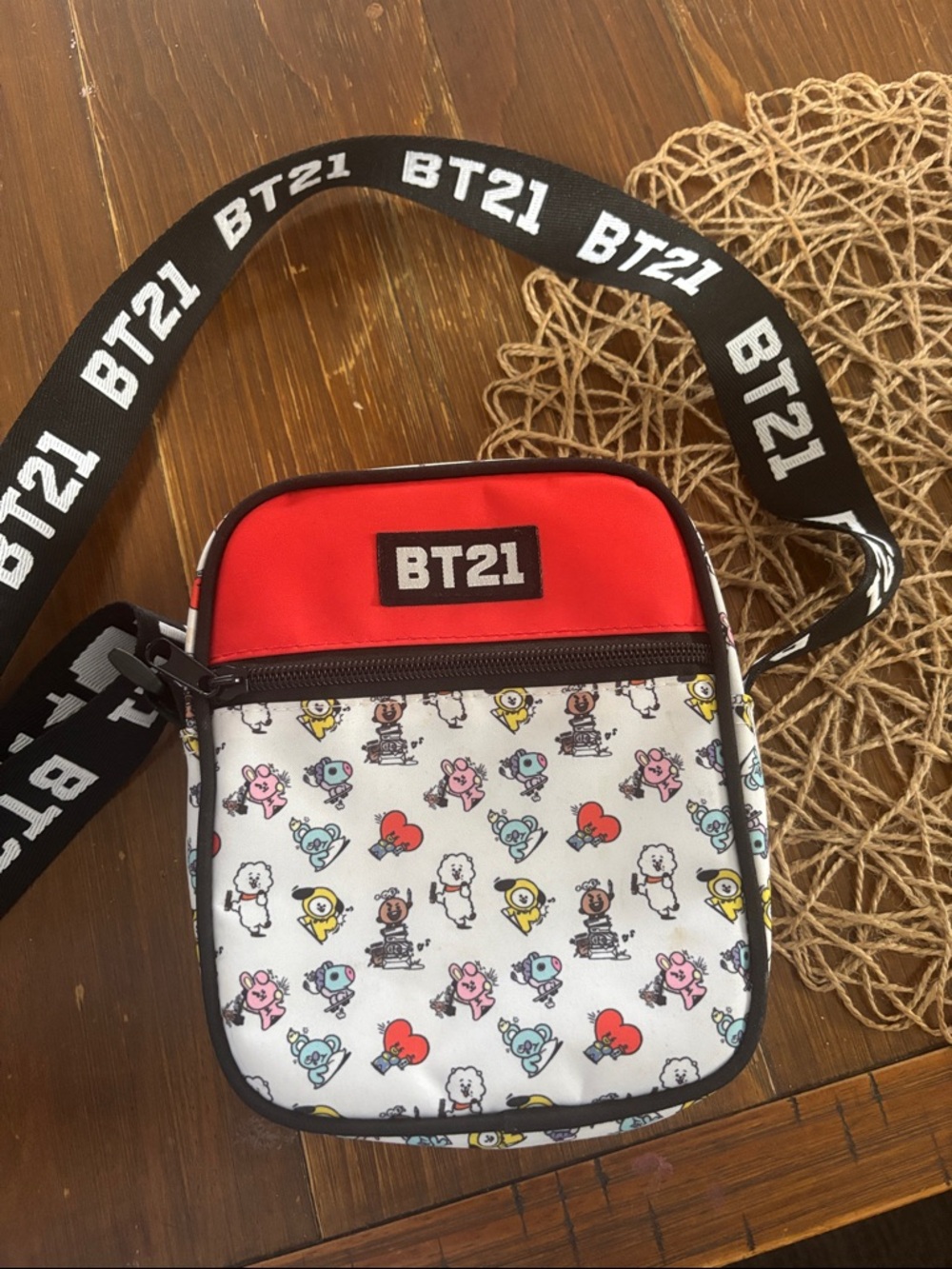 BT21 Red & White Character Crossbody Bag